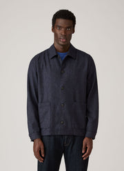 Men's Wool Twill Chore Jacket in Slate Blue Melange