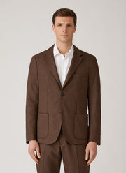Men's Wool Cashmere Flannel Blazer in Light Brown Melange