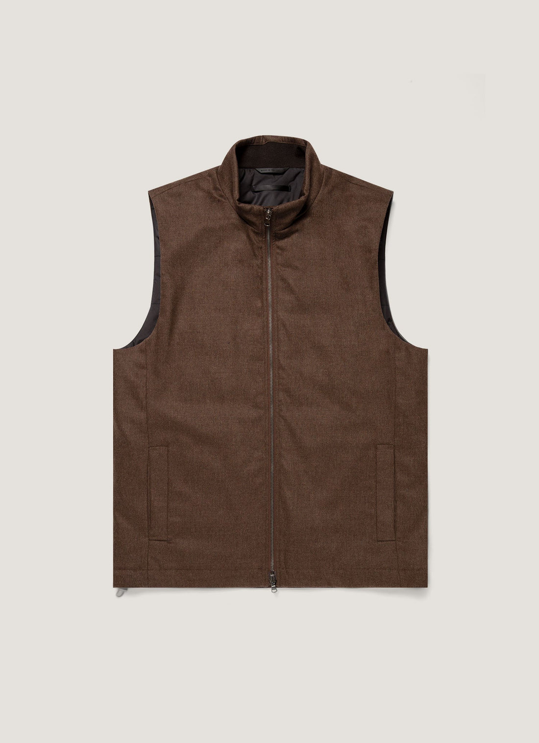 Men's Wool Cashmere Flannel Gilet in Light Brown Melange