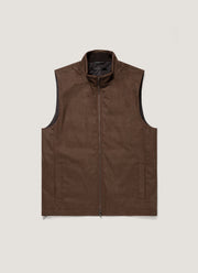 Men's Wool Cashmere Flannel Gilet in Light Brown Melange