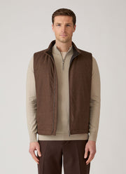 Men's Wool Cashmere Flannel Gilet in Light Brown Melange