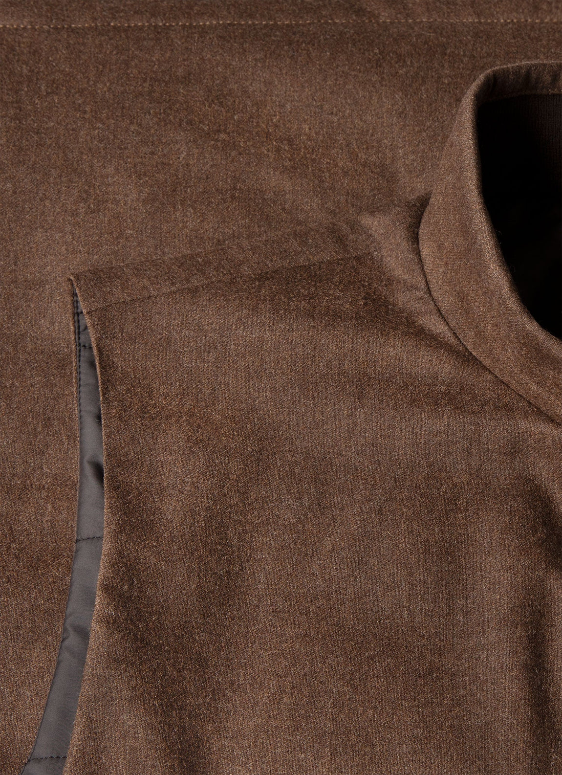 Men's Wool Cashmere Flannel Gilet in Light Brown Melange