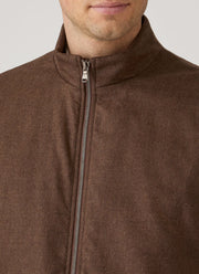 Men's Wool Cashmere Flannel Gilet in Light Brown Melange