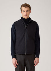 Men's Wool Cashmere Flannel Gilet in Navy