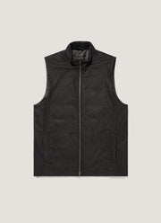 Men's Wool Cashmere Flannel Gilet in Charcoal Melange