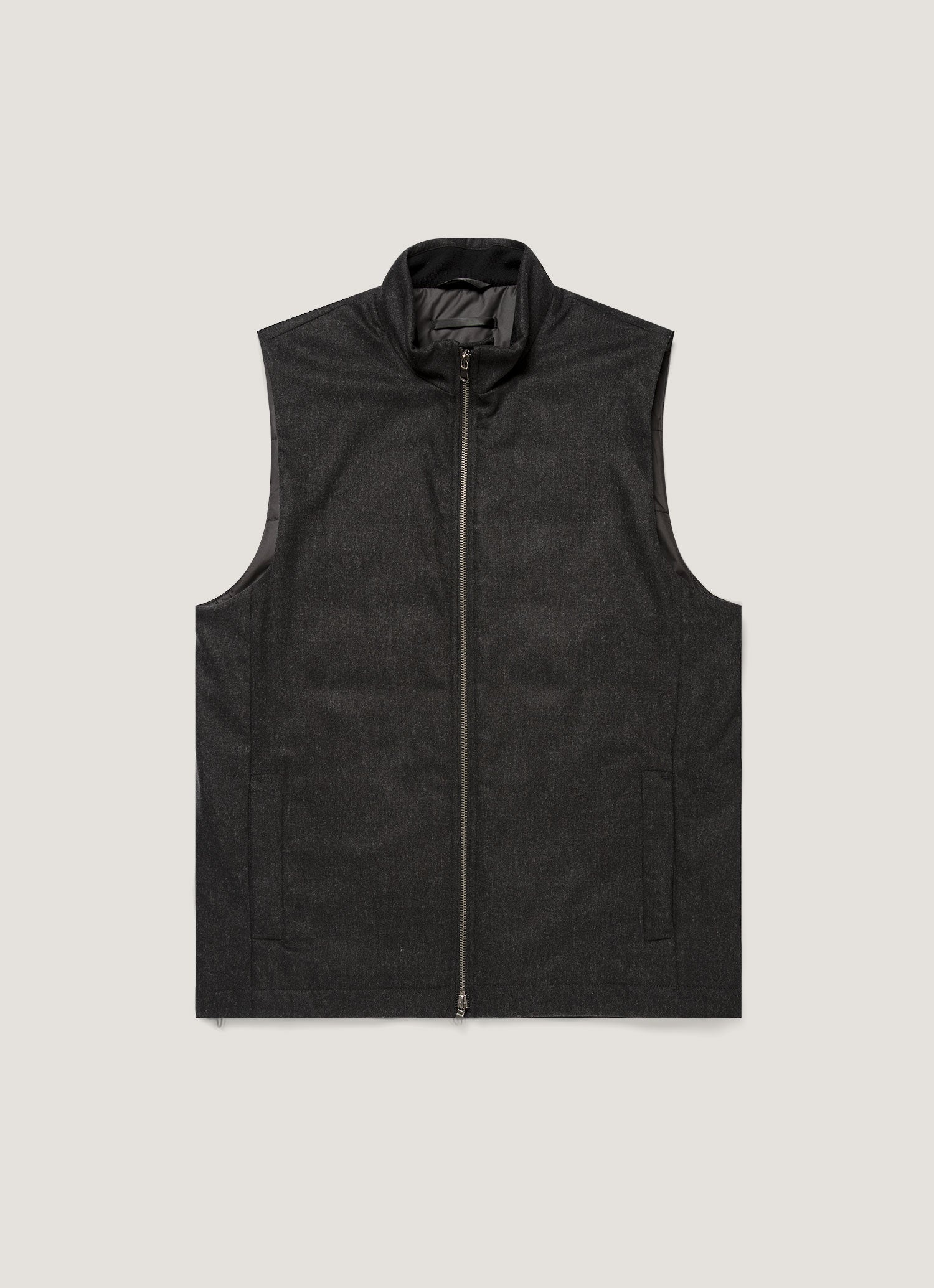 Men's Wool Cashmere Flannel Gilet in Charcoal Melange