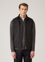 Men's Wool Cashmere Flannel Gilet in Charcoal Melange
