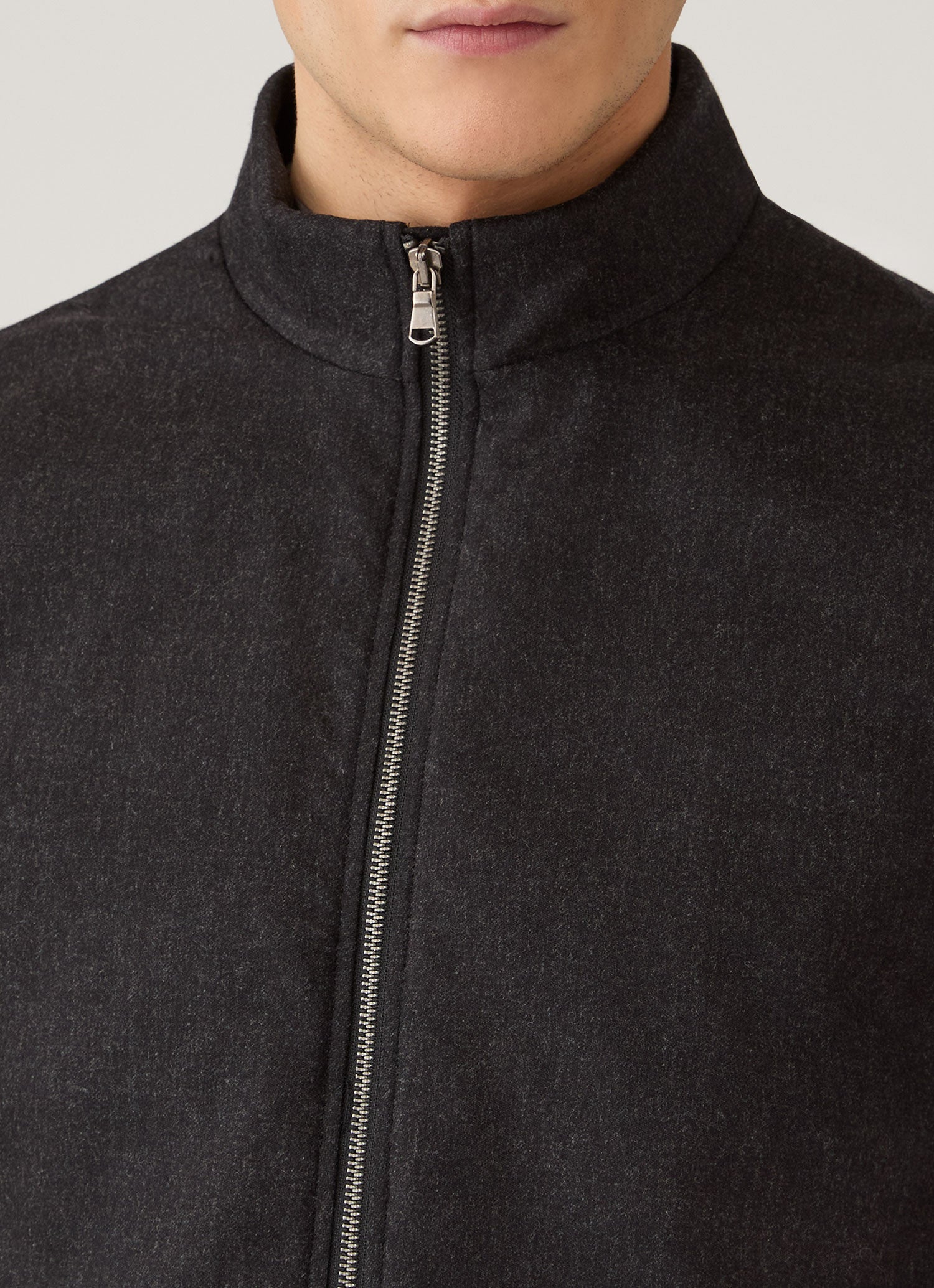 Men's Wool Cashmere Flannel Gilet in Charcoal Melange