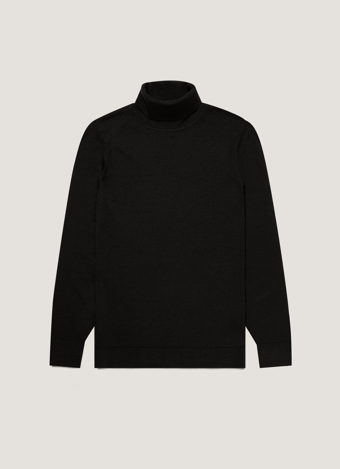 Men's Extra-Fine Merino Roll Neck Jumper in Black