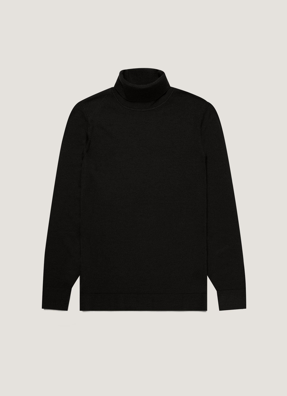 Men's Extra-Fine Merino Roll Neck Jumper in Black