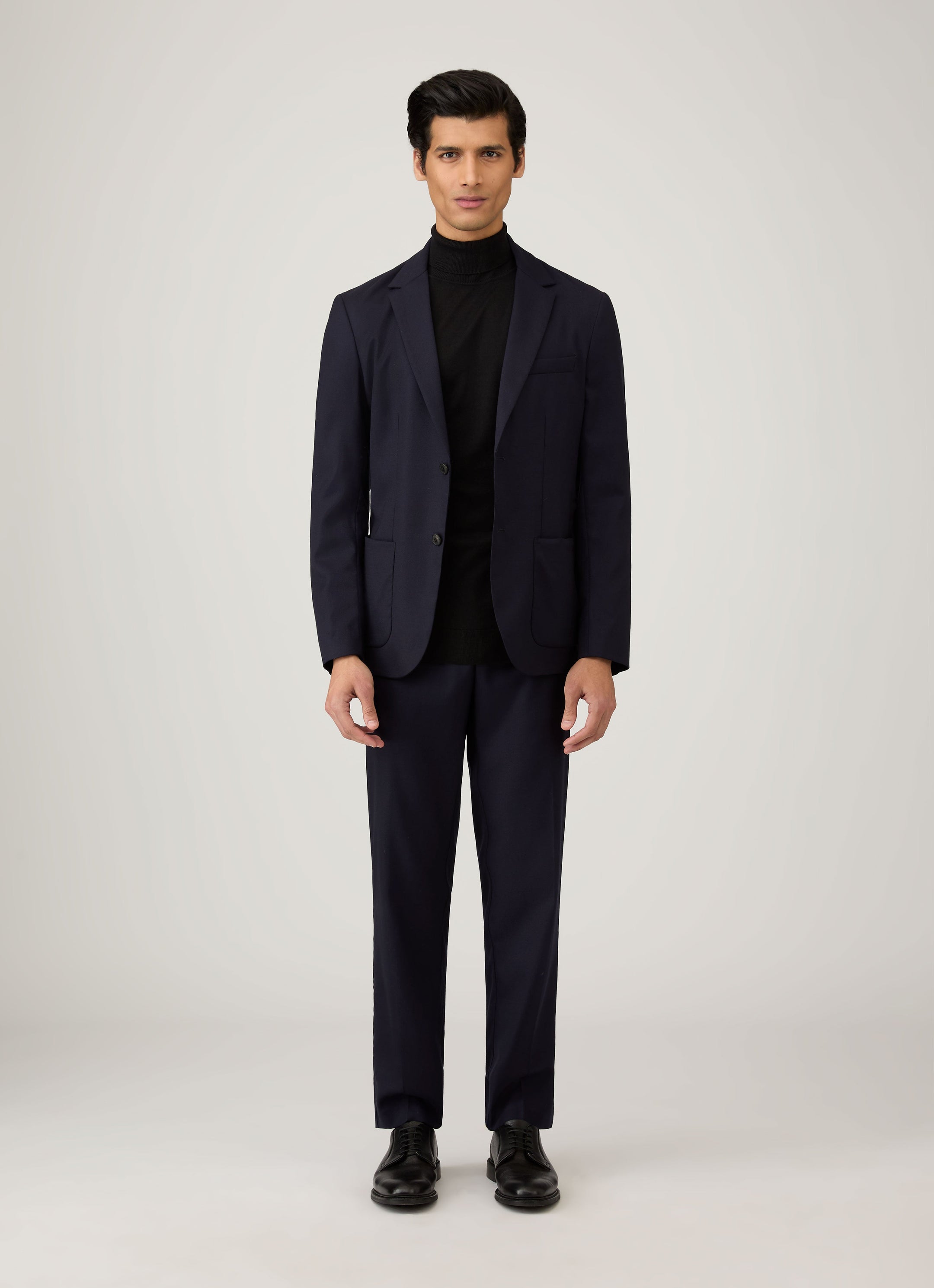 Men's Extra-Fine Merino Roll Neck Jumper in Black