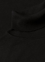 Men's Extra-Fine Merino Roll Neck Jumper in Black