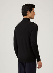Men's Extra-Fine Merino Roll Neck Jumper in Black