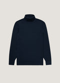 Men's Extra-Fine Merino Roll Neck Jumper in Light Navy