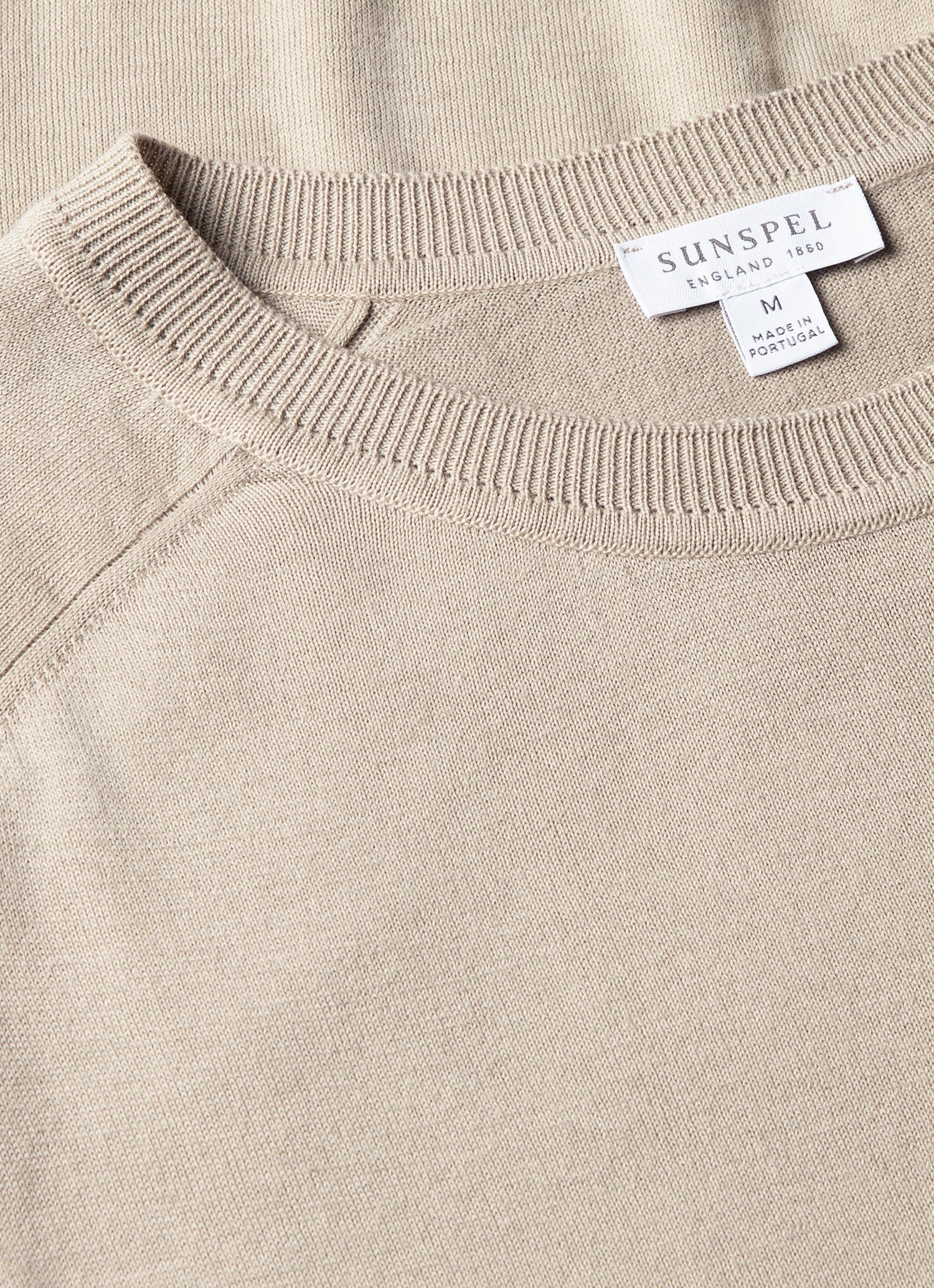 Men's Sea Island Cashmere Crew Neck Jumper in Stone