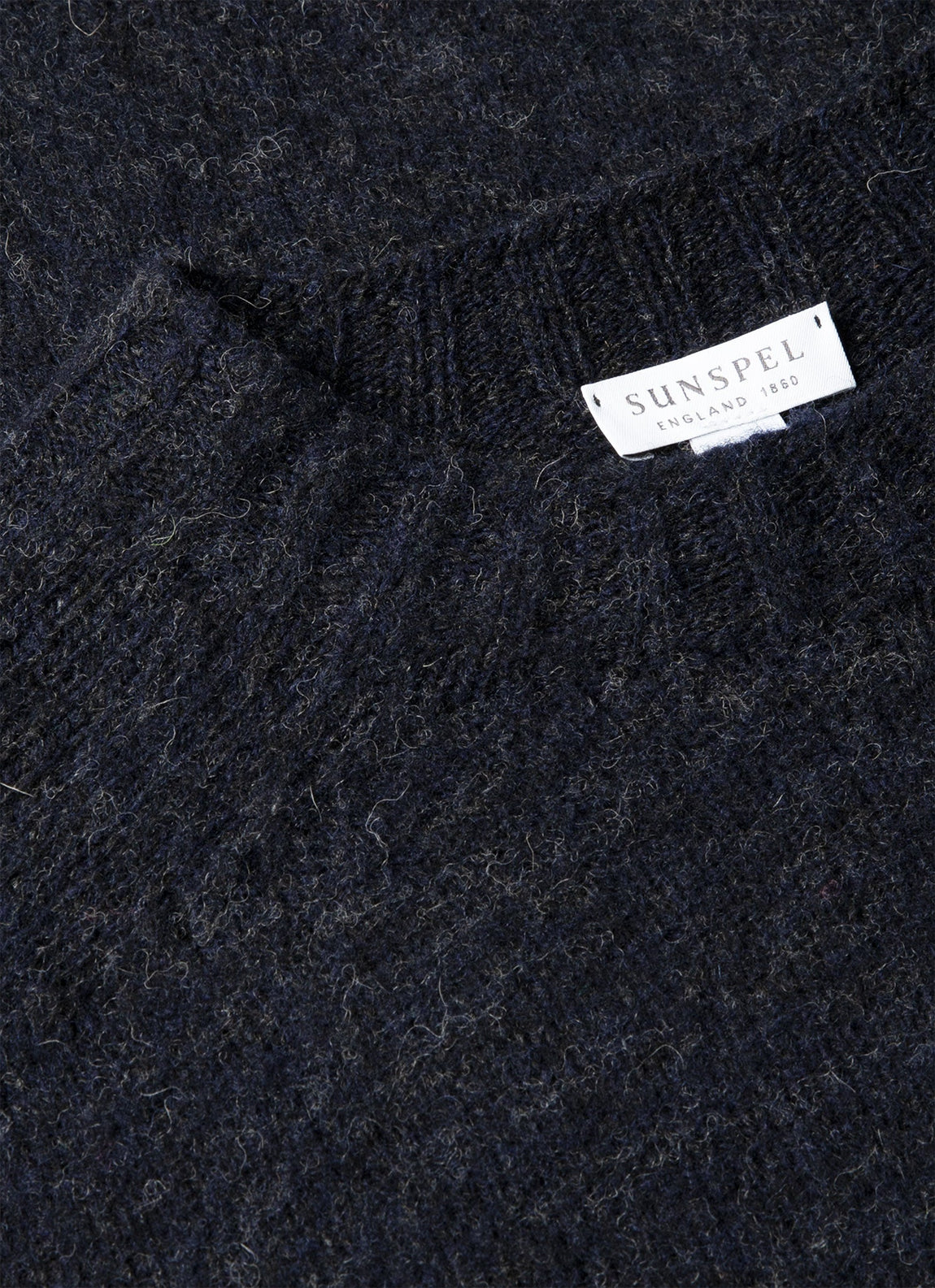 Men's Shetland Crew Neck Jumper in Dark Navy Mouline