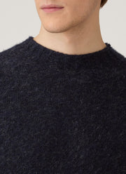 Men's Shetland Crew Neck Jumper in Dark Navy Mouline