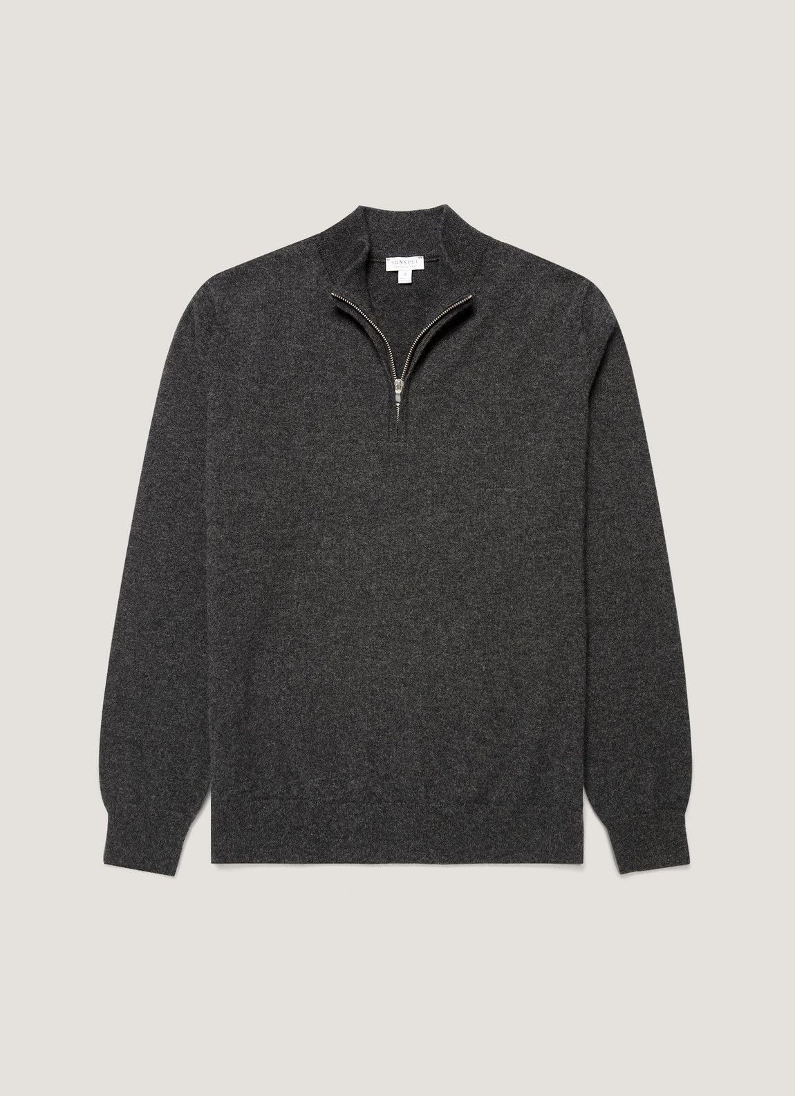 Men's Cashmere Half Zip Jumper in Charcoal Melange