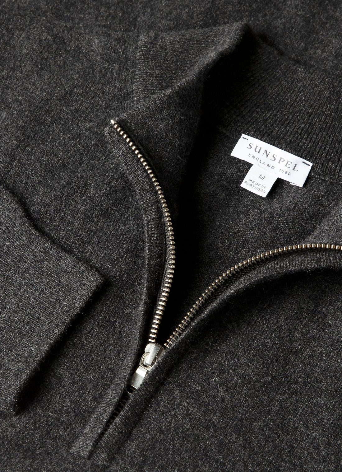 Men's Cashmere Half Zip Jumper in Charcoal Melange