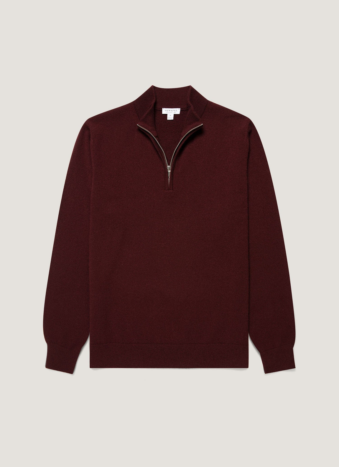 Men's Cashmere Half Zip Jumper in Bakelite