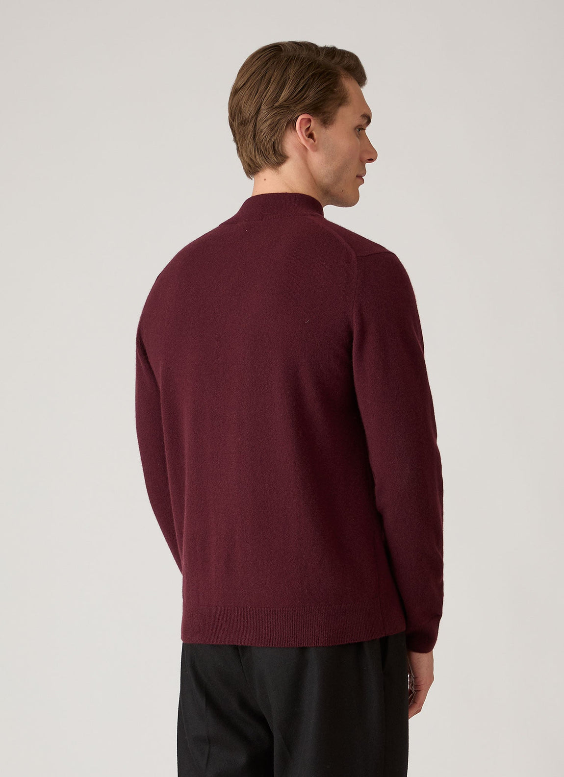 Men's Cashmere Half Zip Jumper in Bakelite