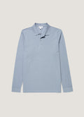 Men's Long Sleeve Piqué Polo Shirt in Powder Blue