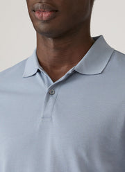 Men's Long Sleeve Piqué Polo Shirt in Powder Blue