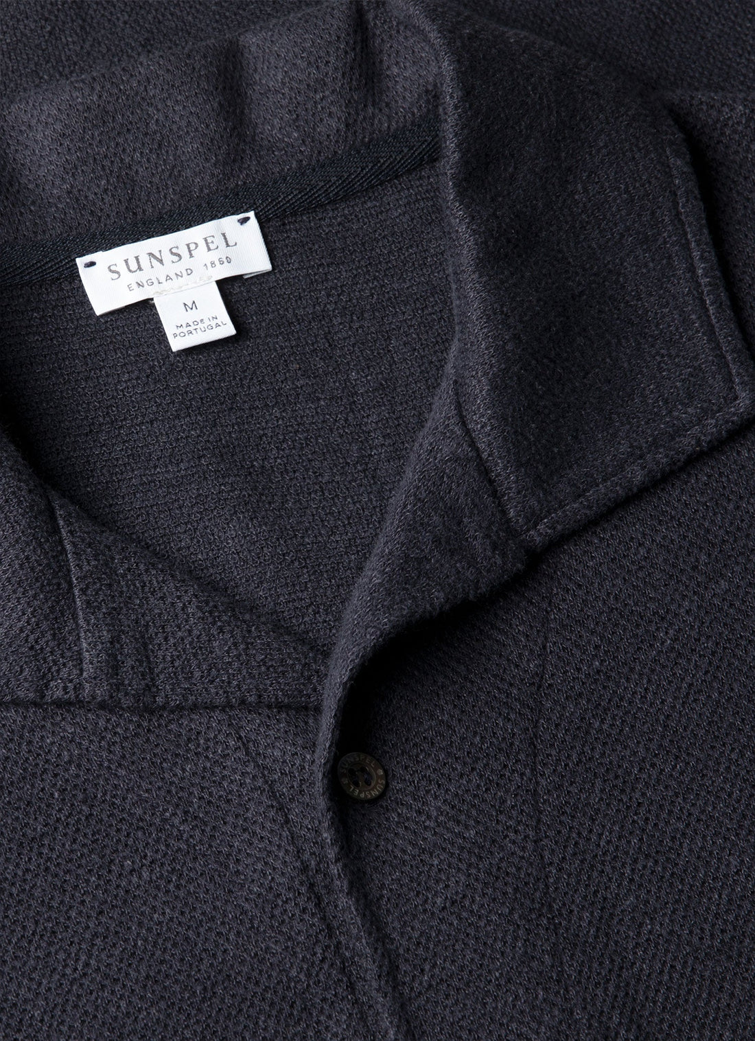 Men's Linen Piqué Polo Shirt in Navy