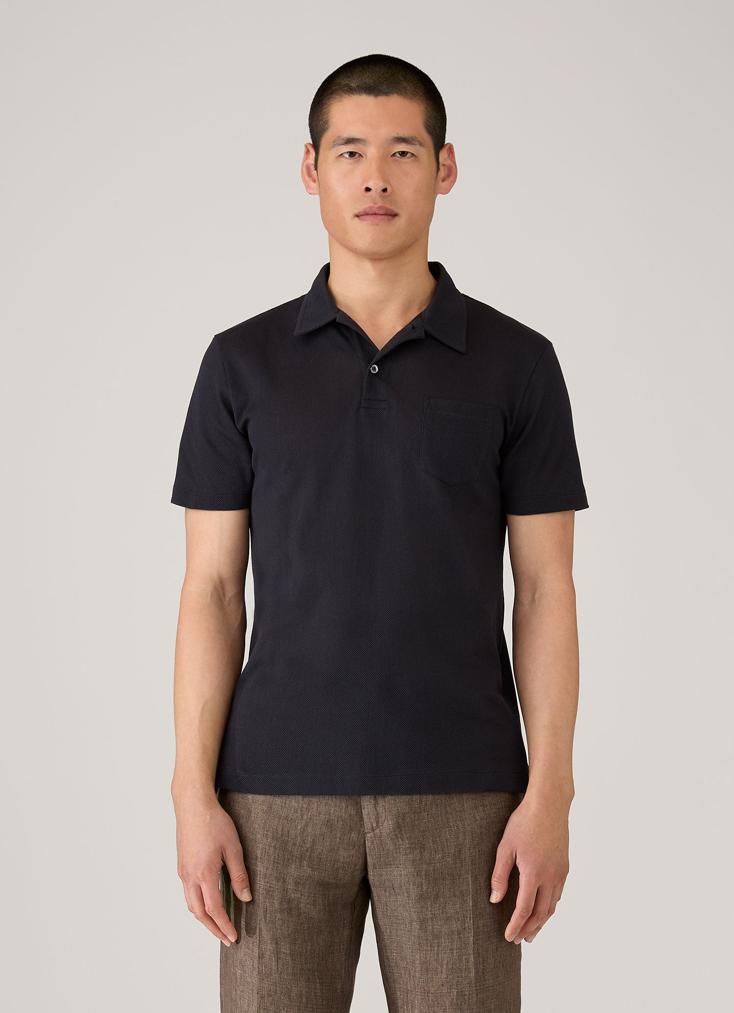 Men's Sea Island Cotton Riviera Polo Shirt in Midnight Navy