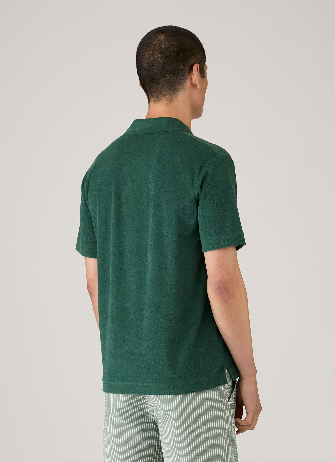 Men's Towelling Polo Shirt in Forest