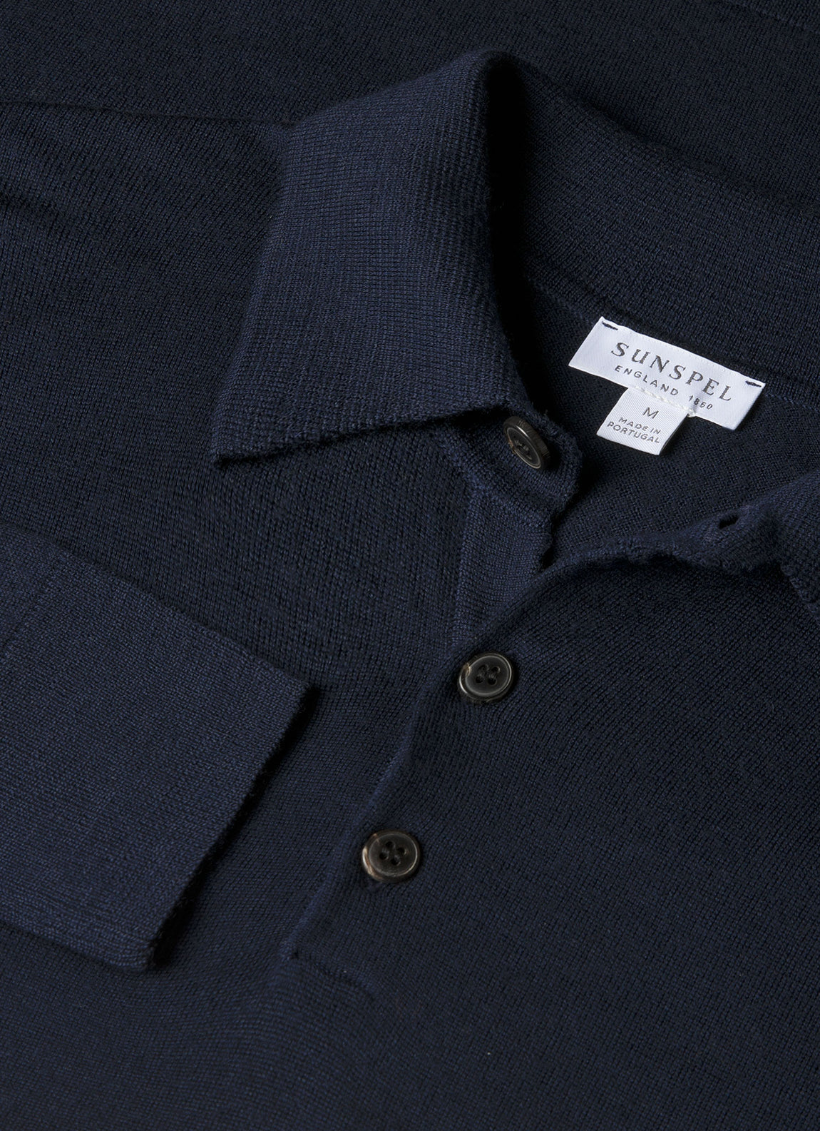 Men's Extra-Fine Merino Knitted Polo Shirt in Navy