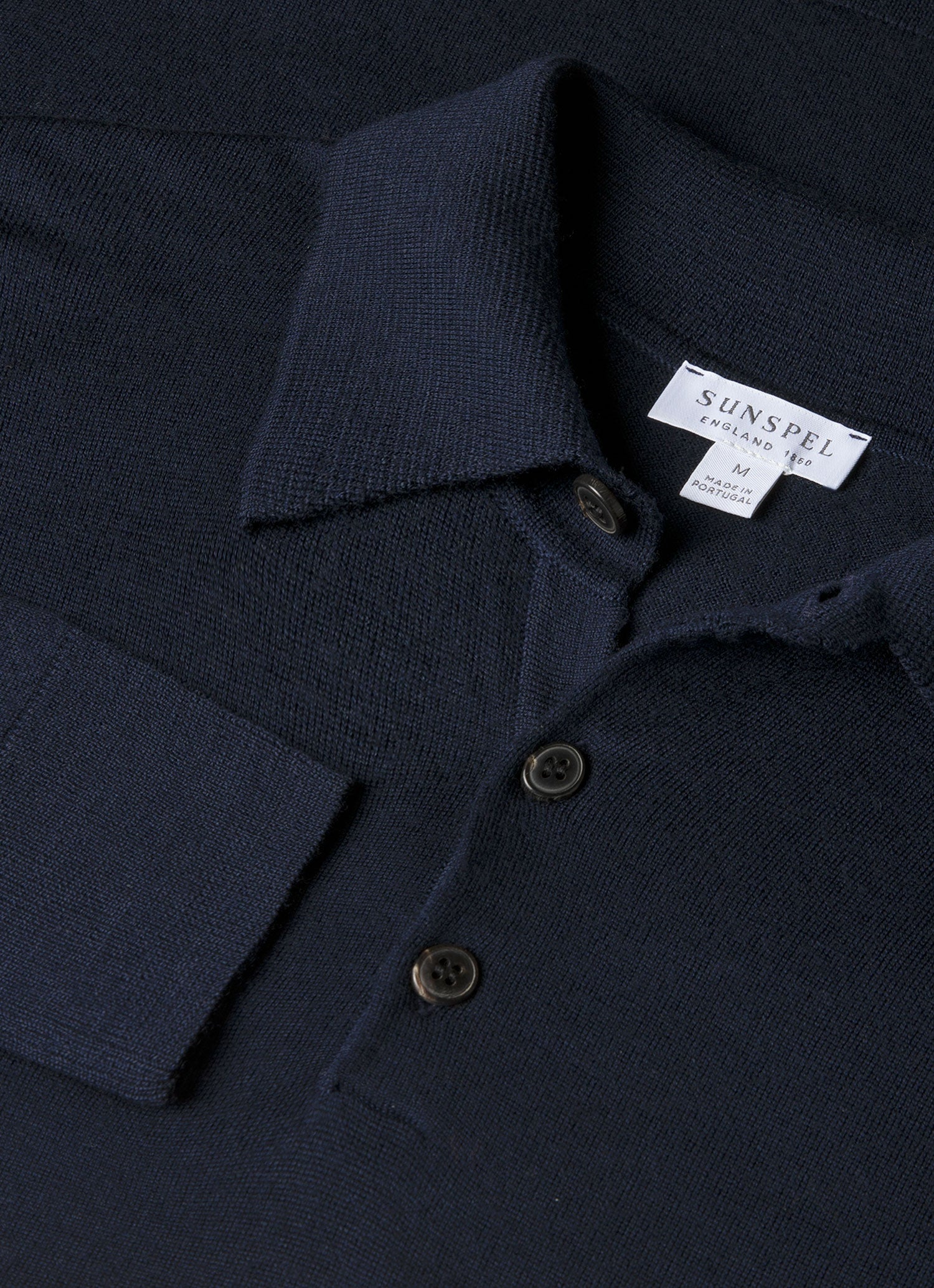 Men's Extra-Fine Merino Knitted Polo Shirt in Navy