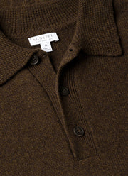 Men's Lambswool Knitted Polo Shirt in Loden Green Twist