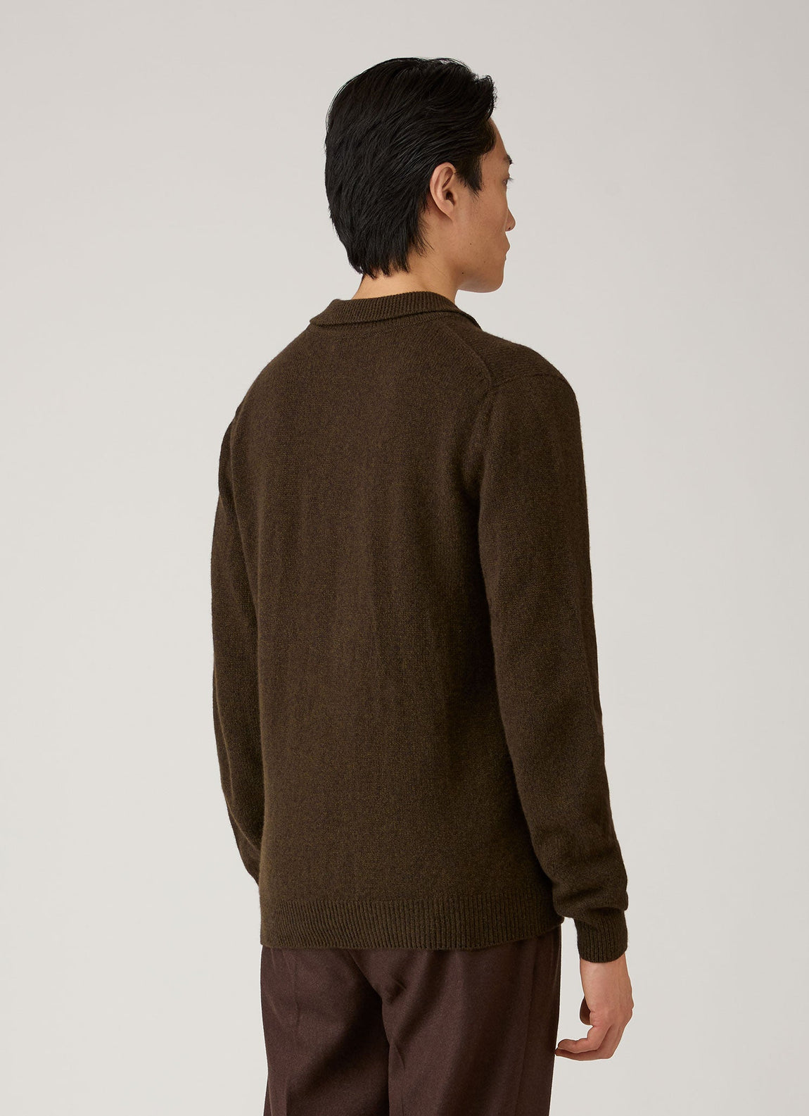 Men's Lambswool Knitted Polo Shirt in Loden Green Twist