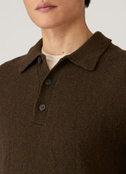 Men's Lambswool Knitted Polo Shirt in Loden Green Twist