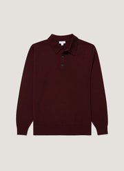 Men's Cashmere Knitted Polo Shirt in Bakelite