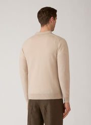 Men's Cashmere Knitted Polo Shirt in Swansdown