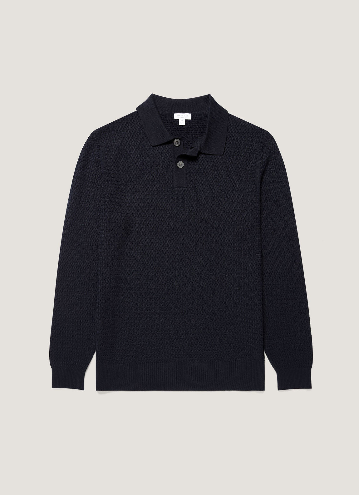 Men's Cotton Basketweave Polo Shirt in Navy