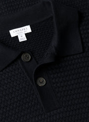 Men's Cotton Basketweave Polo Shirt in Navy