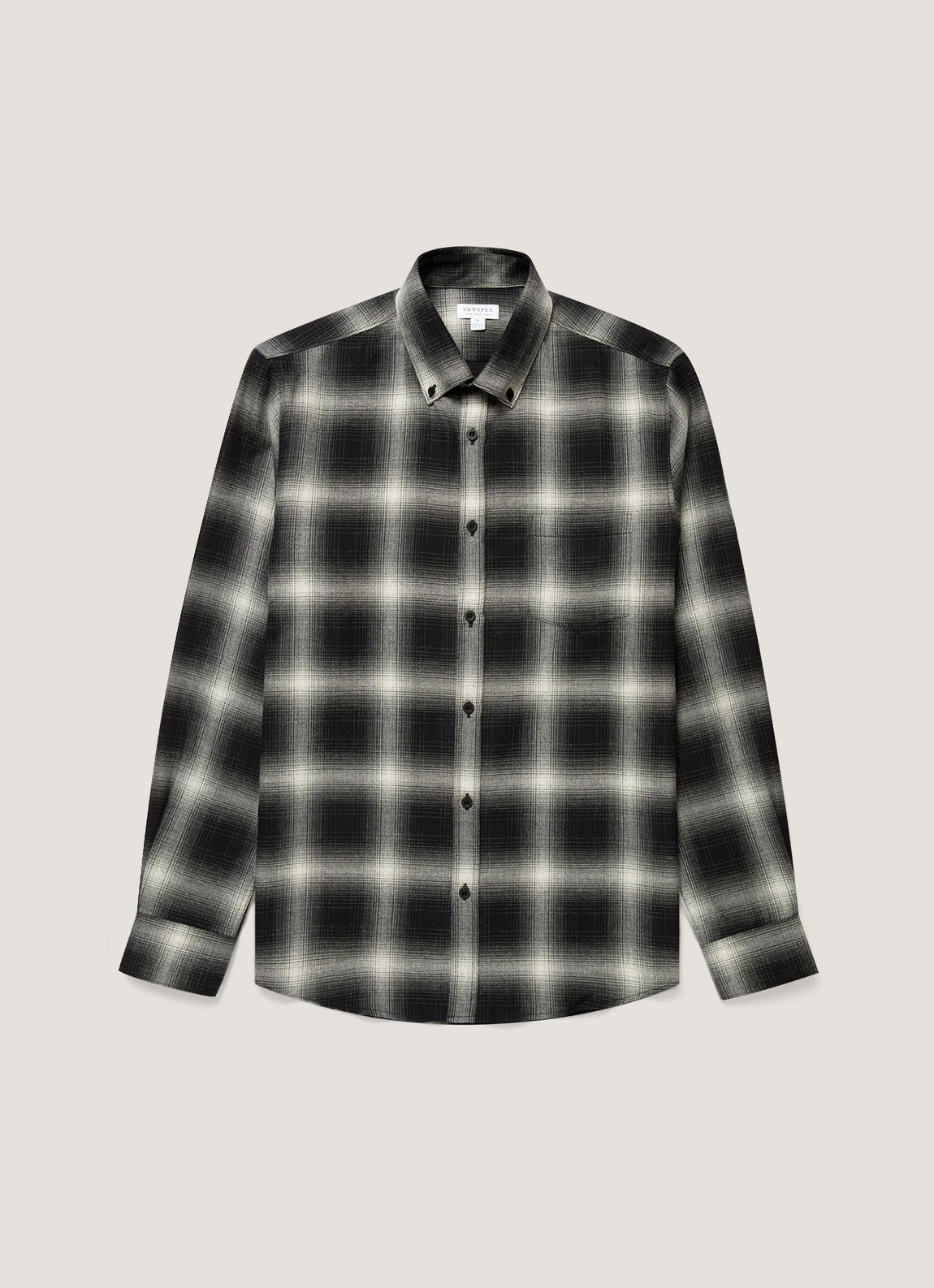 Men's Button Down Flannel Shirt in Black Melton Check