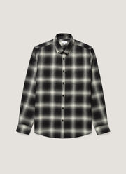 Men's Button Down Flannel Shirt in Black Melton Check