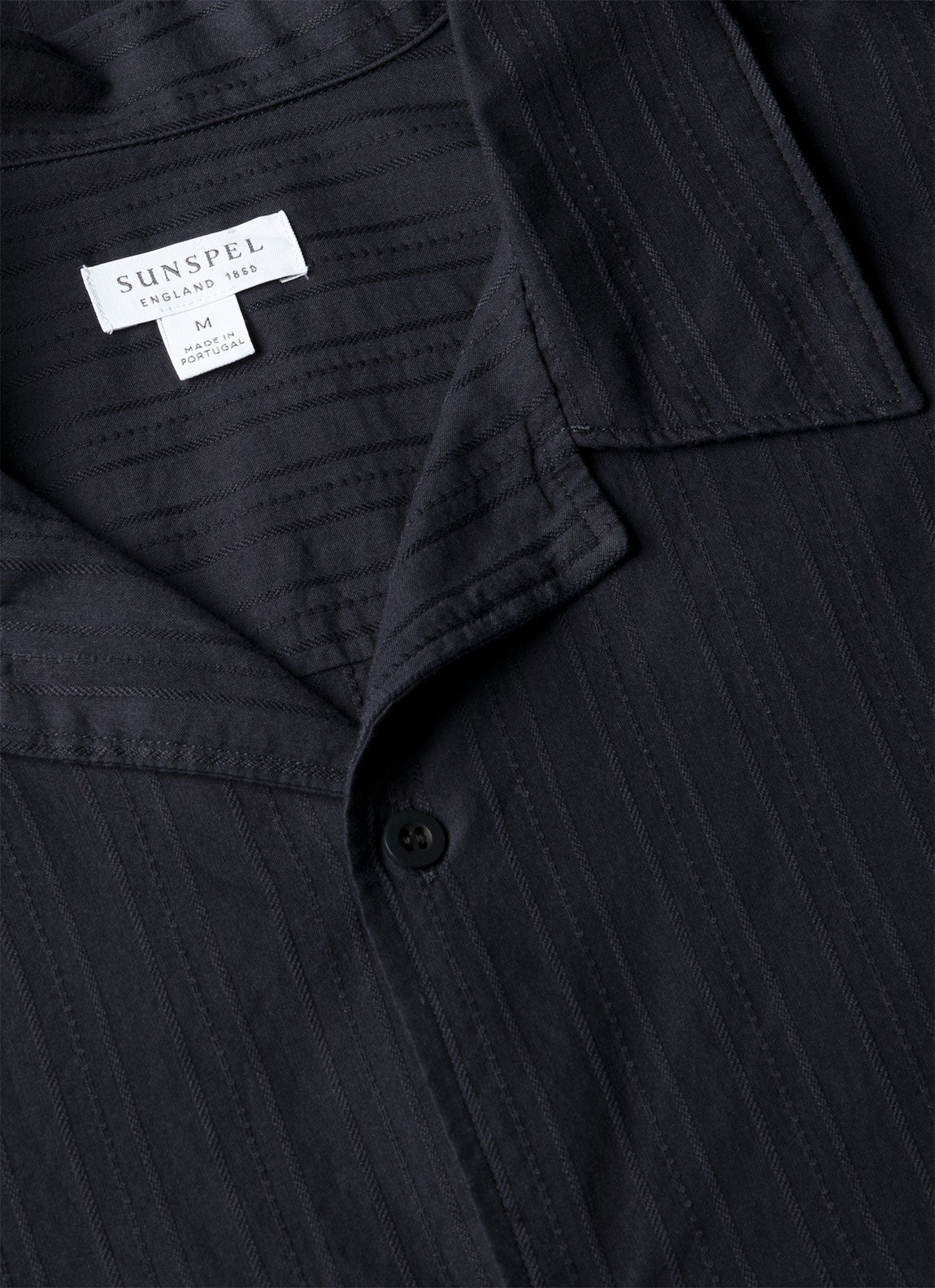 Men's Textured Stripe Camp Collar Shirt in Navy
