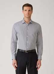 Men's Cotton Poplin Shirt in Navy Bengal Stripe