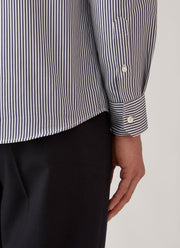 Men's Cotton Poplin Shirt in Navy Bengal Stripe