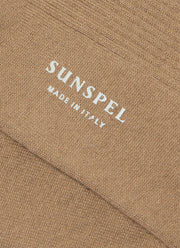 Men's Cotton Ribbed Socks in Dark Beige