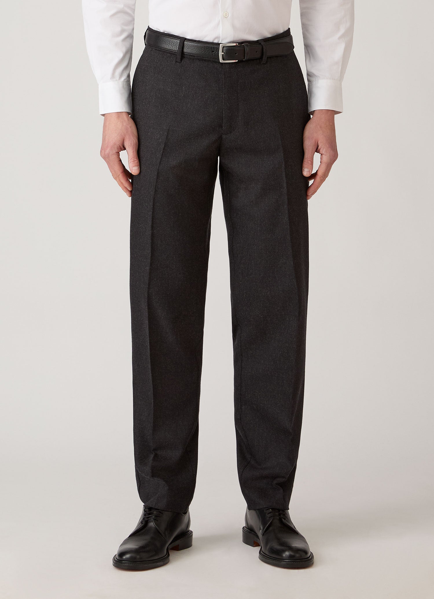 Men's Wool Cashmere Flannel Trouser in Charcoal Melange