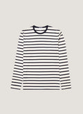 Men's Long Sleeve Classic T-shirt in Ecru/Navy Breton Stripe