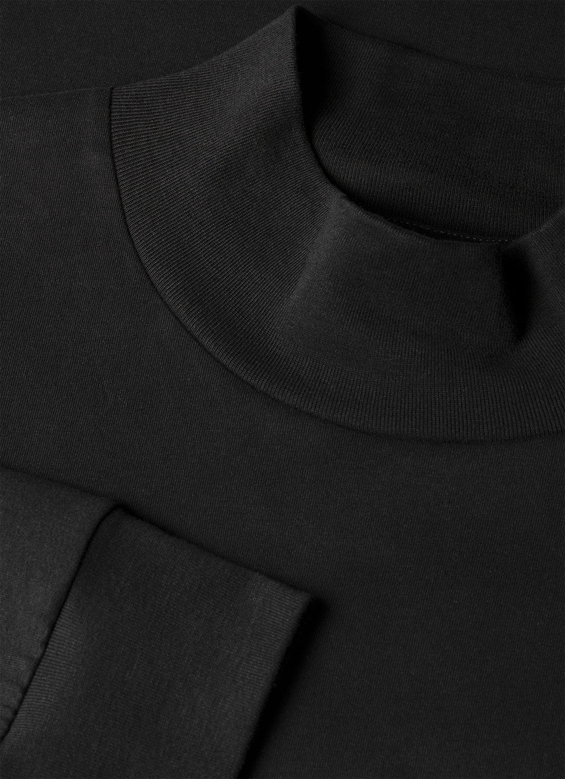 Men's Long Sleeve Brushed Cotton Mock Neck T-shirt in Black